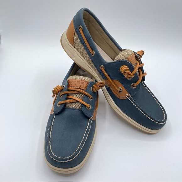 *NWOB* Sperry Top Sider Size 7.5 IVYFISH Blue Leather Shoes - Picture 2 of 10
